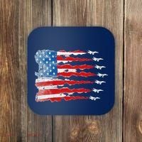Patriotic Jet Red White Blue Usa Flag 4th Of July Coaster thumb 0