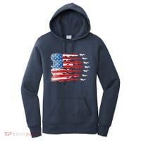 Patriotic Jet Red White Blue Usa Flag 4th Of July Women's Hoodie thumb 0