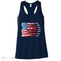 Patriotic Jet Red White Blue Usa Flag 4th Of July Women's Tank Top thumb 0
