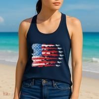 Patriotic Jet Red White Blue Usa Flag 4th Of July Women's Tank Top thumb 2