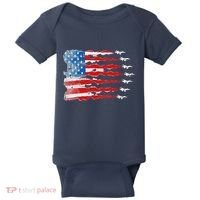 Patriotic Jet Red White Blue Usa Flag 4th Of July Baby Bodysuit thumb 0