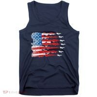 Patriotic Jet Red White Blue Usa Flag 4th Of July Tank Top thumb 0