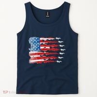Patriotic Jet Red White Blue Usa Flag 4th Of July Tank Top thumb 2