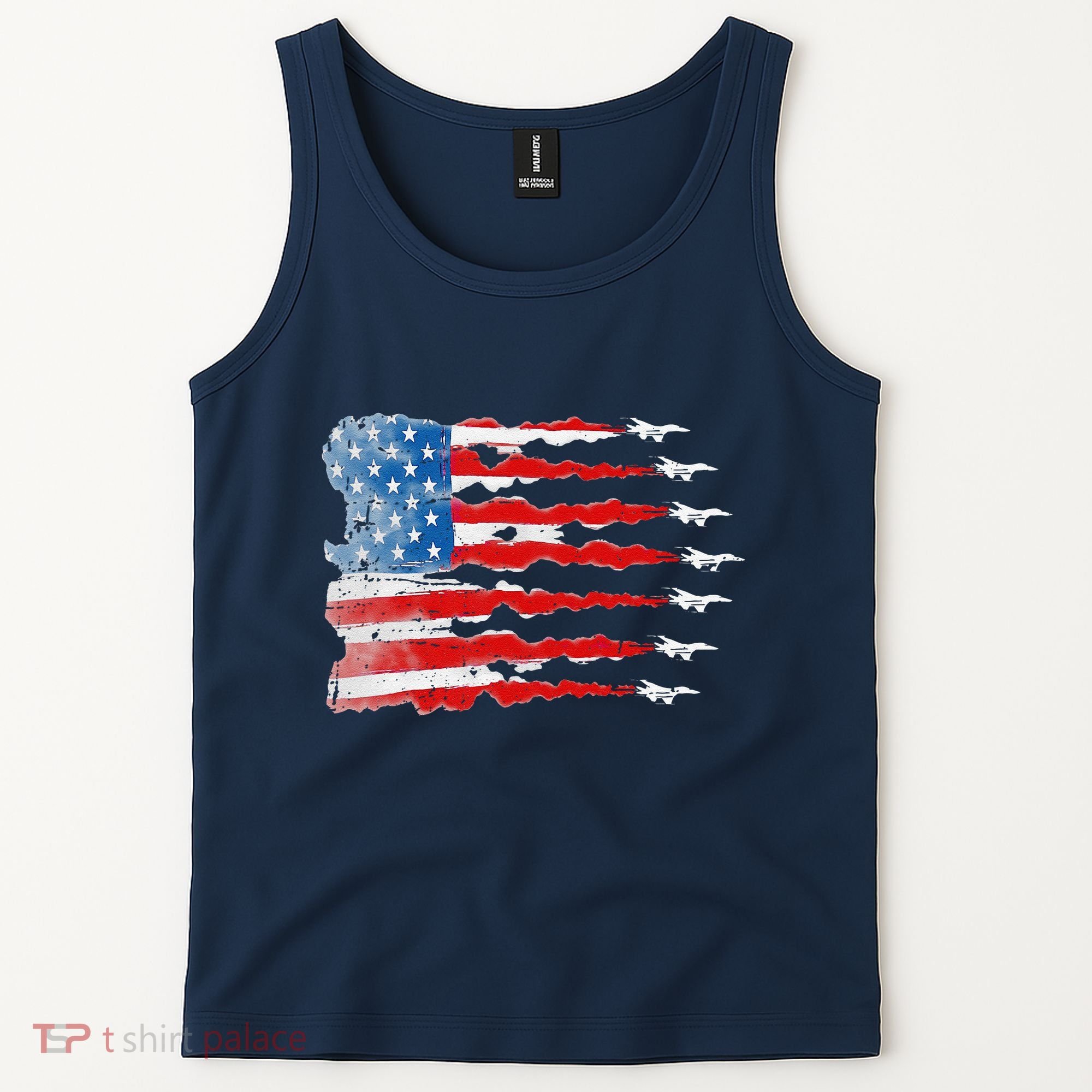 Patriotic Jet Red White Blue Usa Flag 4th Of July Tank Top