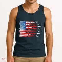 Patriotic Jet Red White Blue Usa Flag 4th Of July Tank Top thumb 3