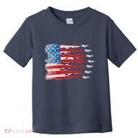 Patriotic Jet Red White Blue Usa Flag 4th Of July Toddler T-Shirt thumb 0