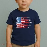 Patriotic Jet Red White Blue Usa Flag 4th Of July Toddler T-Shirt thumb 2