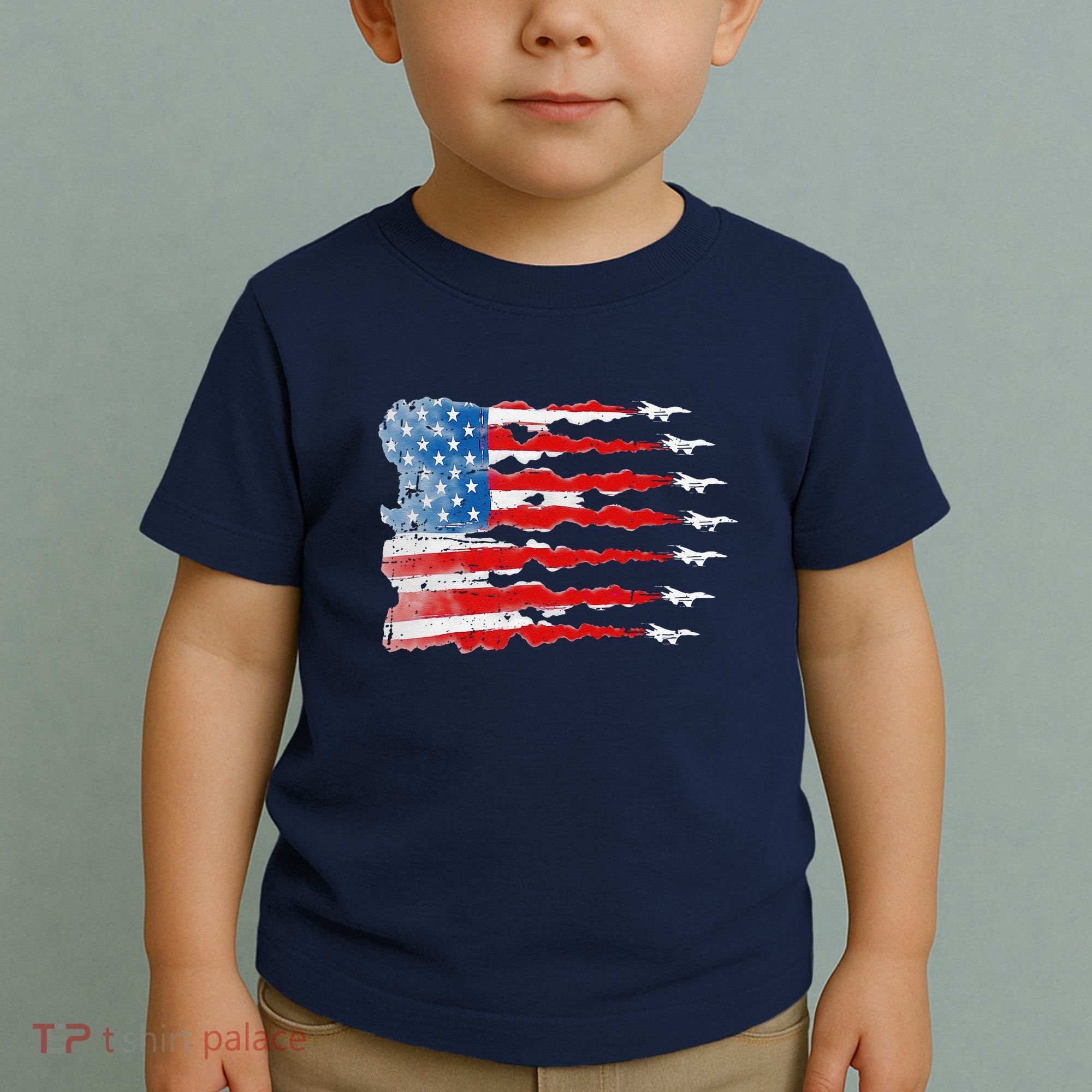 Patriotic Jet Red White Blue Usa Flag 4th Of July Toddler T-Shirt