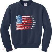 Patriotic Jet Red White Blue Usa Flag 4th Of July Kids Sweatshirt thumb 0