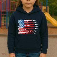 Patriotic Jet Red White Blue Usa Flag 4th Of July Kids Hoodie thumb 3