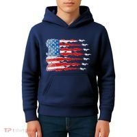 Patriotic Jet Red White Blue Usa Flag 4th Of July Kids Hoodie thumb 4