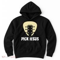 Pick Jesus Religious Musician Idea Guitar Worship Hoodie thumb 0
