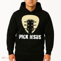 Pick Jesus Religious Musician Idea Guitar Worship Hoodie thumb 2