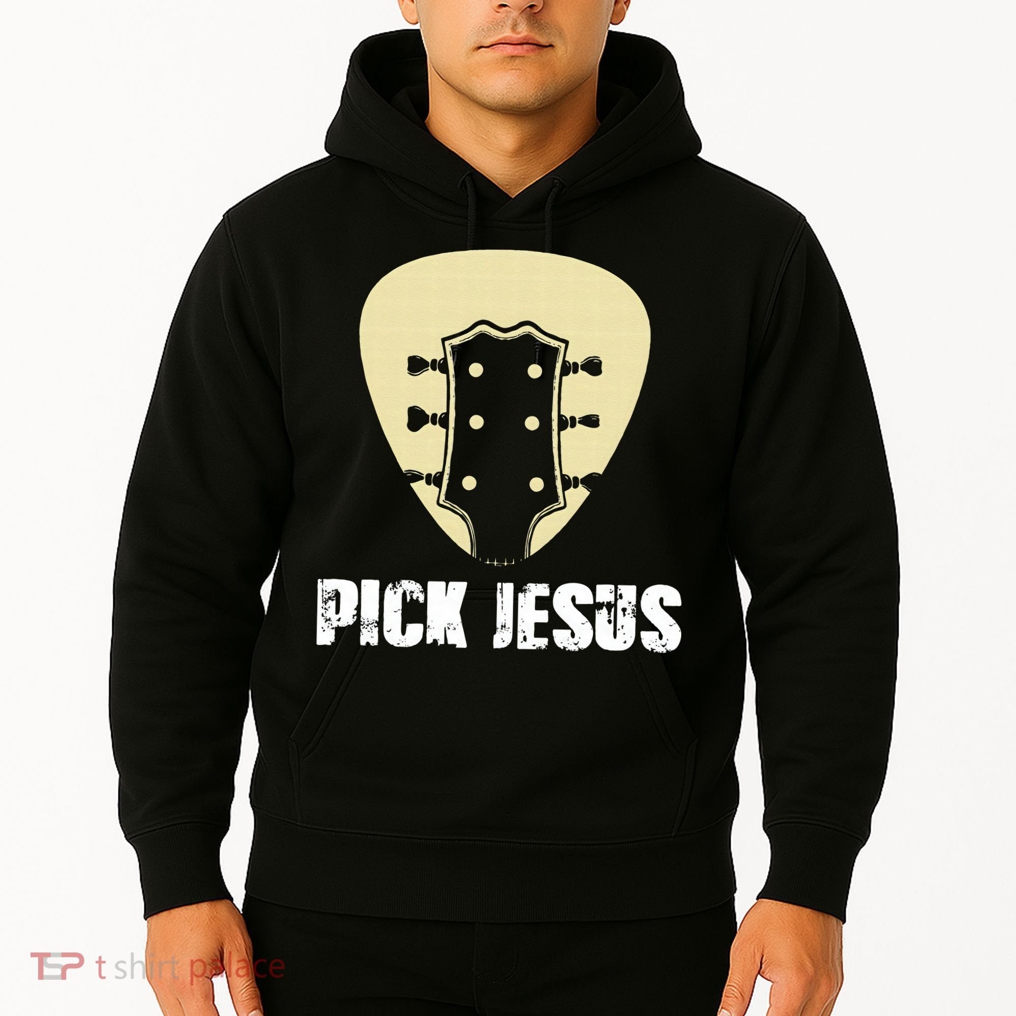 Pick Jesus Religious Musician Idea Guitar Worship Hoodie