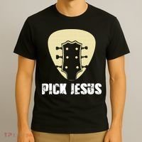 Pick Jesus Religious Musician Idea Guitar Worship T-Shirt thumb 3