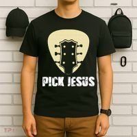 Pick Jesus Religious Musician Idea Guitar Worship T-Shirt thumb 6