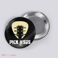 Pick Jesus Religious Musician Idea Guitar Worship Button thumb 0