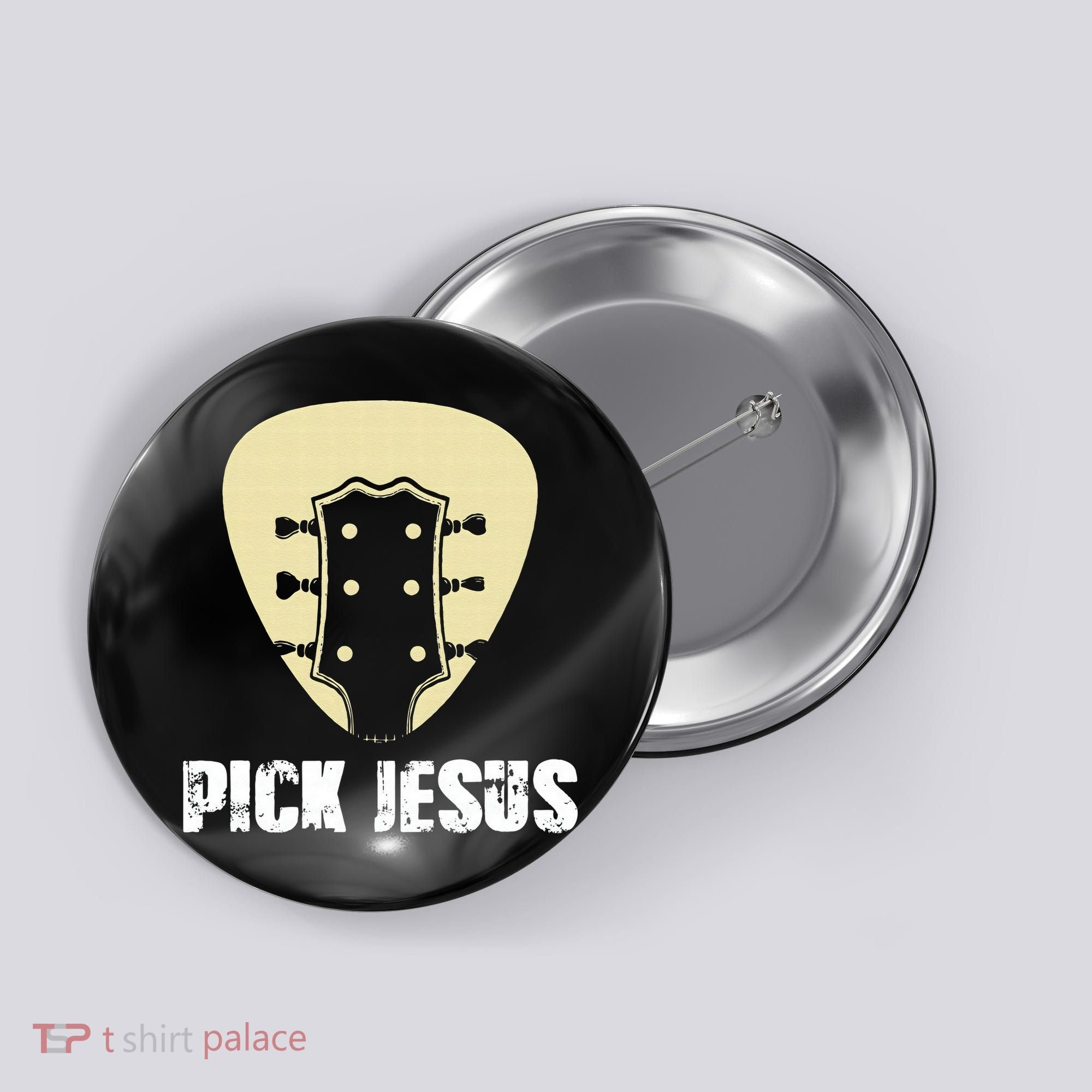 Pick Jesus Religious Musician Idea Guitar Worship Button