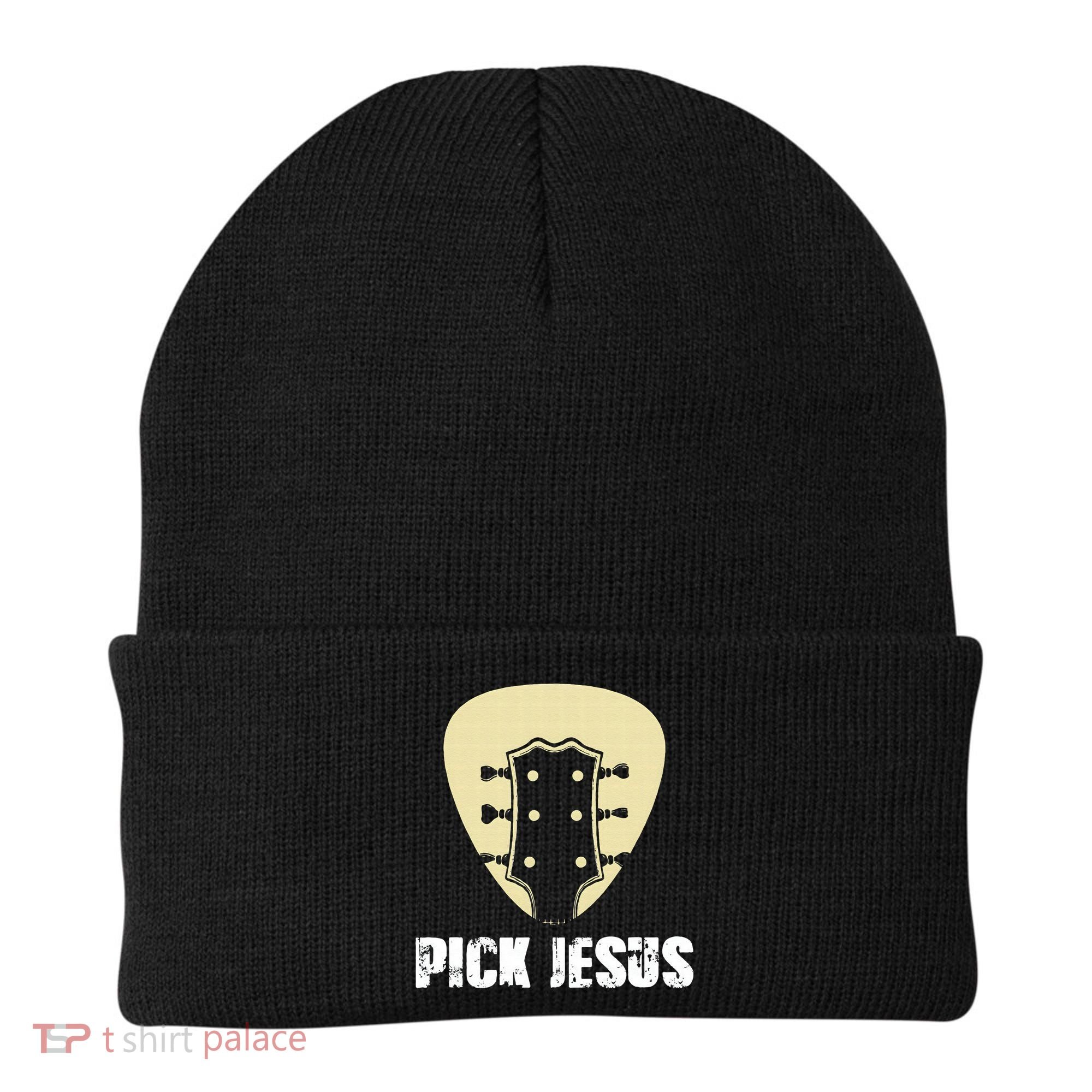 Pick Jesus Religious Musician Idea Guitar Worship Beanie