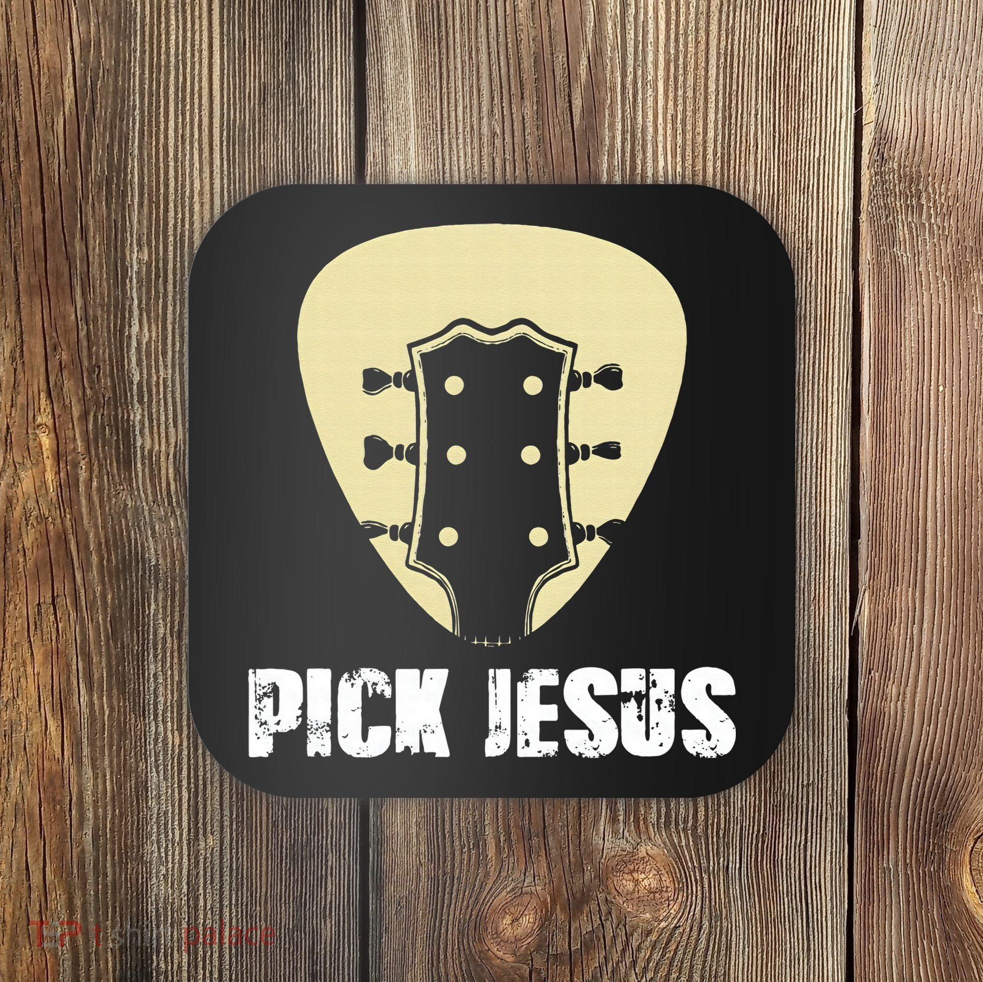 Pick Jesus Religious Musician Idea Guitar Worship Coaster
