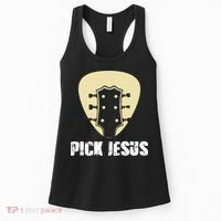 Pick Jesus Religious Musician Idea Guitar Worship Women's Tank Top thumb 0