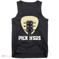 Pick Jesus Religious Musician Idea Guitar Worship Tank Top thumb 0