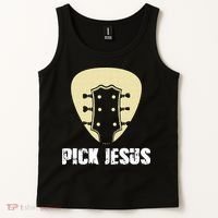 Pick Jesus Religious Musician Idea Guitar Worship Tank Top thumb 2