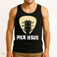 Pick Jesus Religious Musician Idea Guitar Worship Tank Top thumb 3