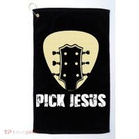 Pick Jesus Religious Musician Idea Guitar Worship Golf Towel thumb 0