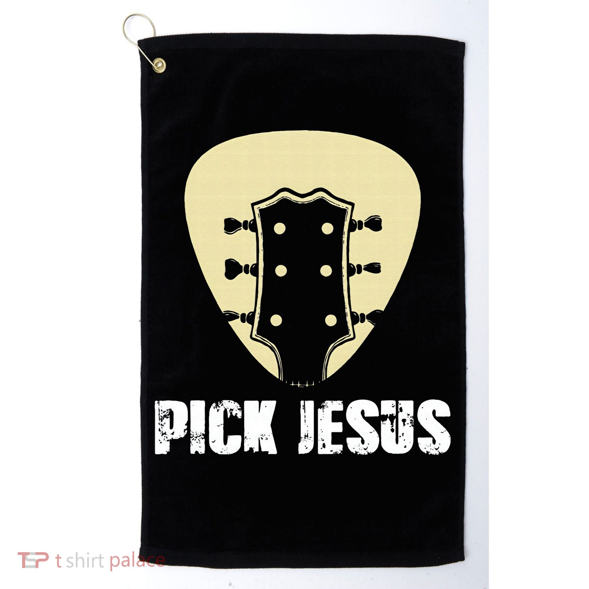 Pick Jesus Religious Musician Idea Guitar Worship Golf Towel