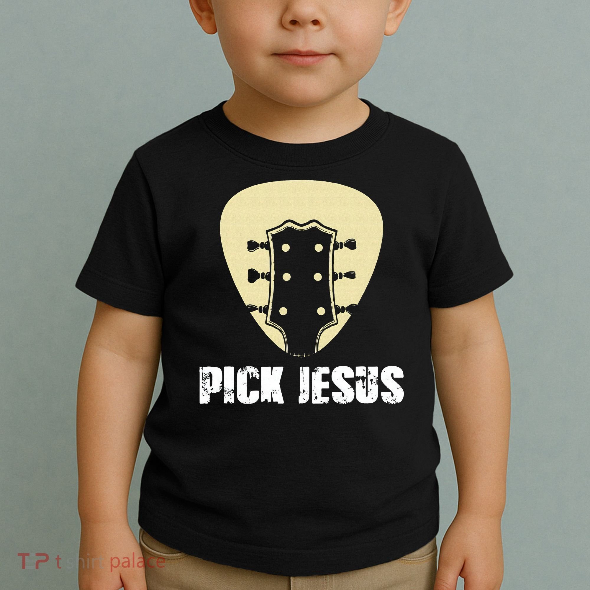Pick Jesus Religious Musician Idea Guitar Worship Toddler T-Shirt