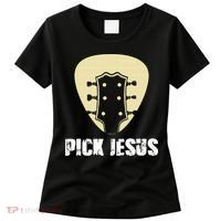 Pick Jesus Religious Musician Idea Guitar Worship Women's T-Shirt thumb 0