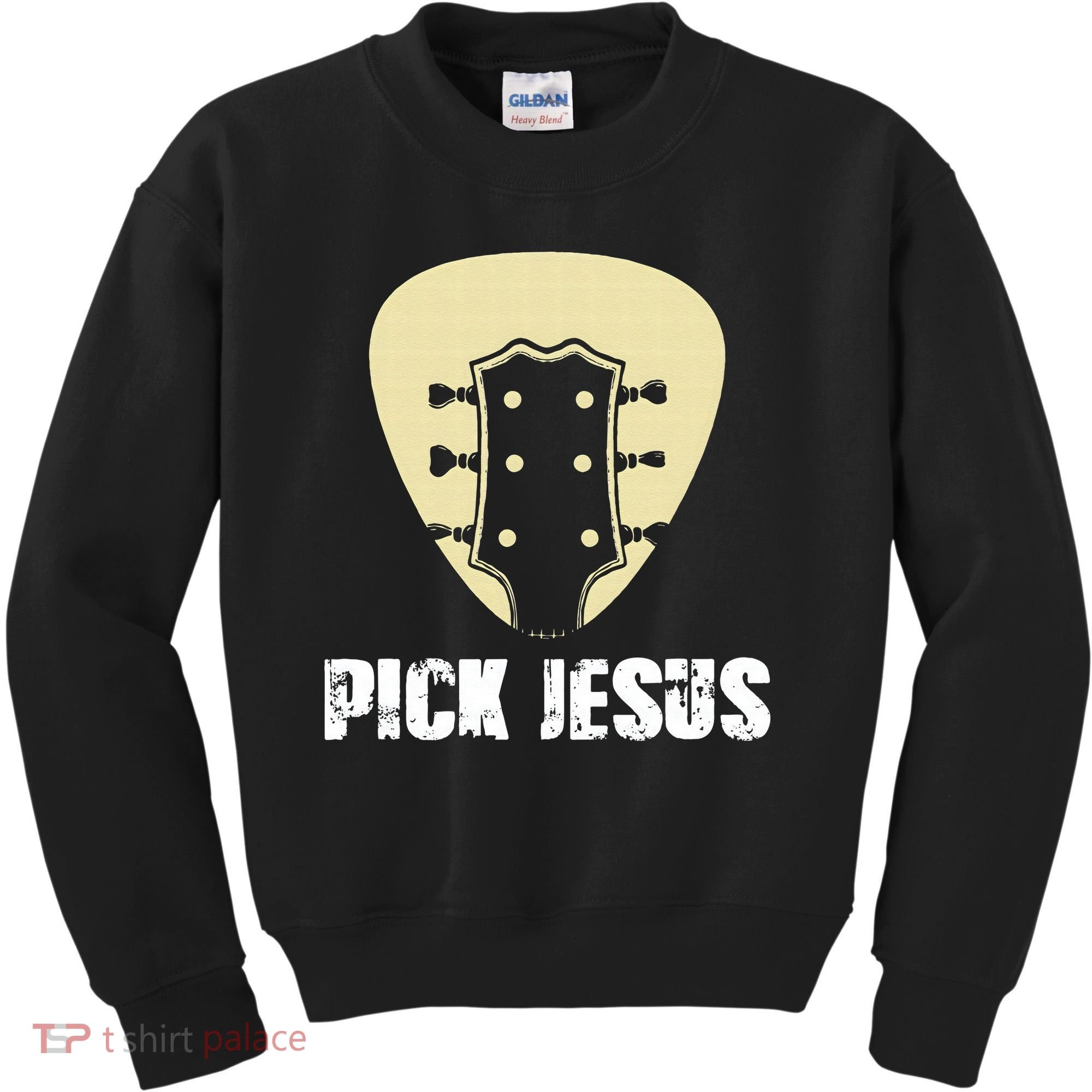 Pick Jesus Religious Musician Idea Guitar Worship Kids Sweatshirt
