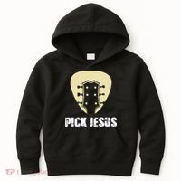Pick Jesus Religious Musician Idea Guitar Worship Kids Hoodie thumb 0