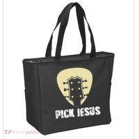 Pick Jesus Religious Musician Idea Guitar Worship Tote Bag thumb 2
