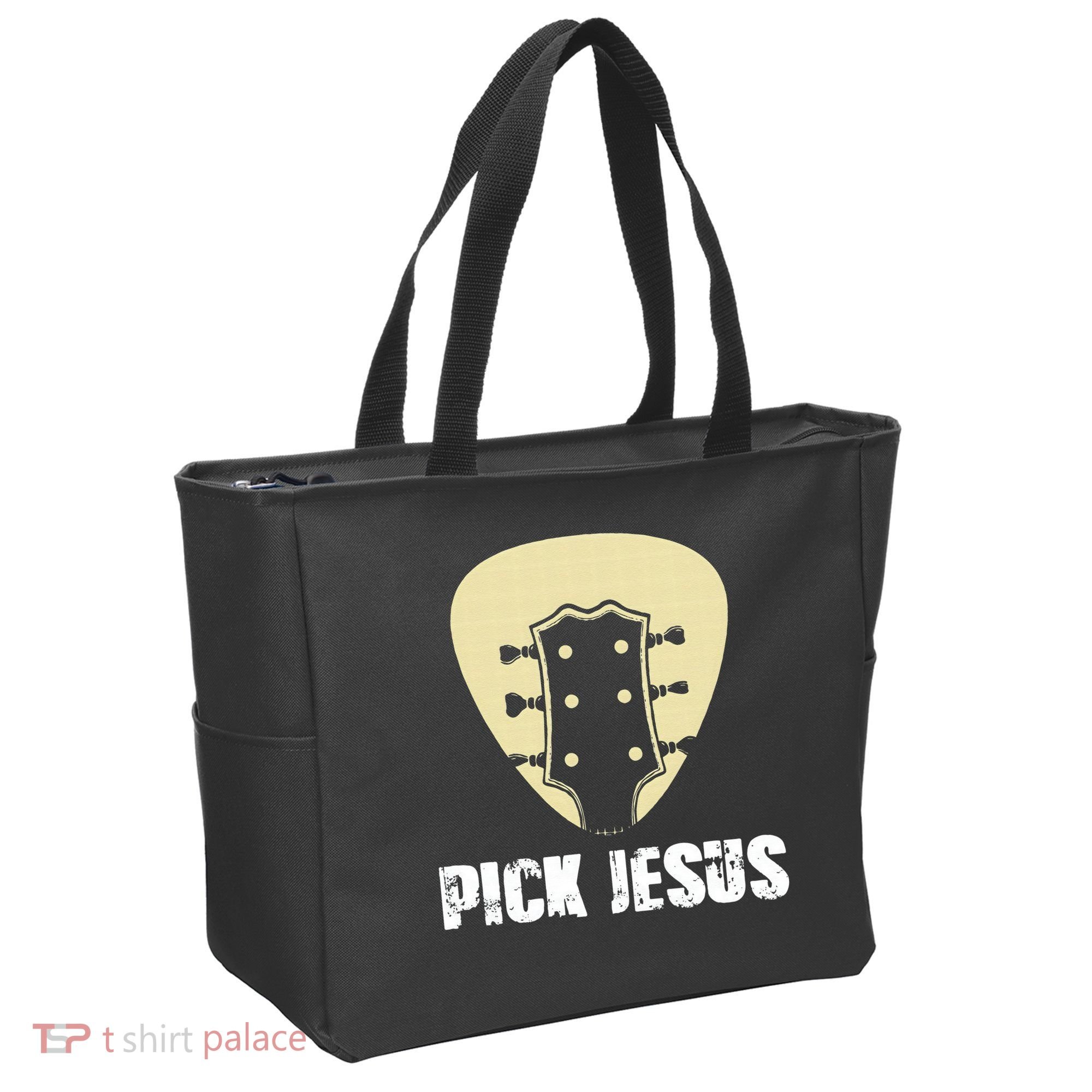 Pick Jesus Religious Musician Idea Guitar Worship Tote Bag