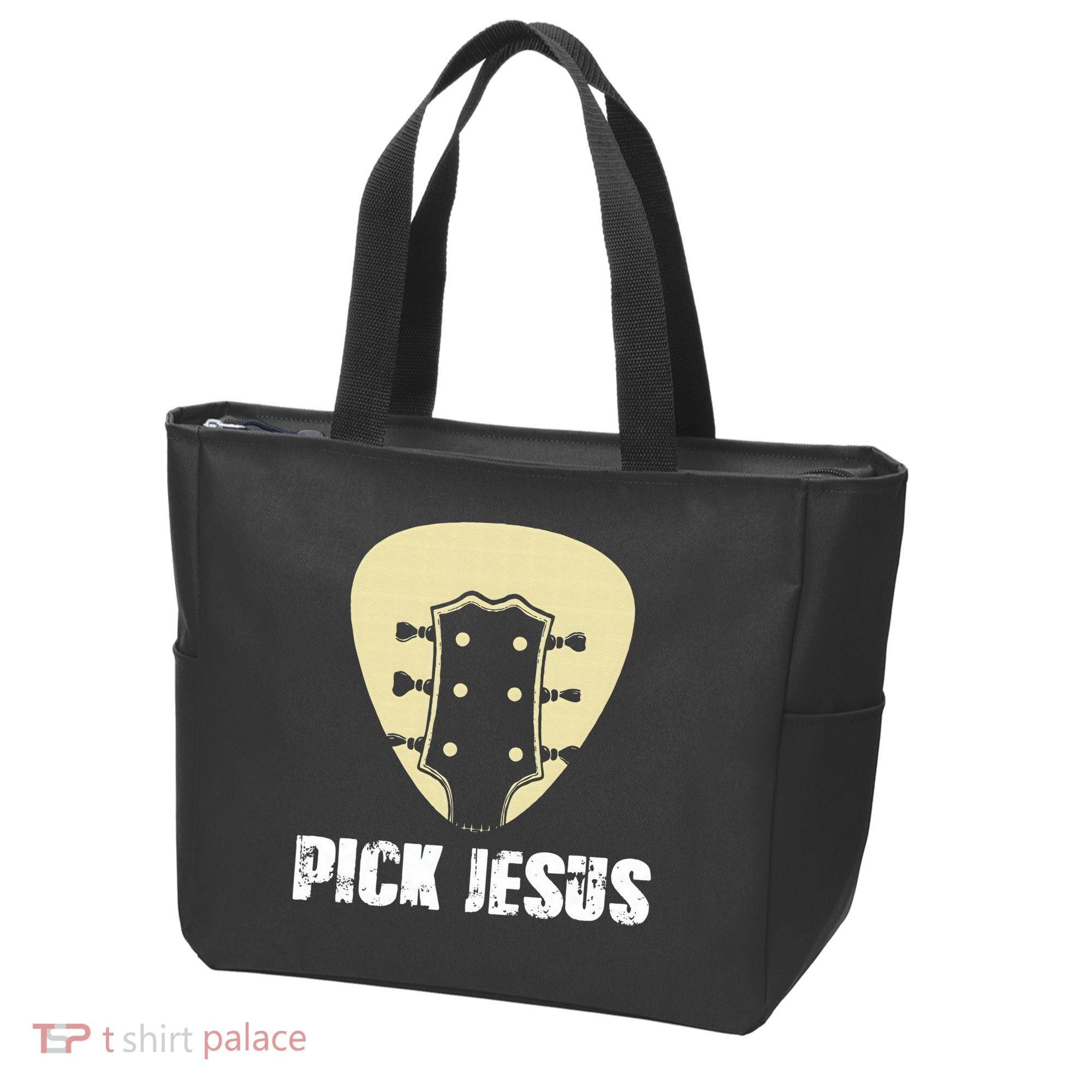 Pick Jesus Religious Musician Idea Guitar Worship Tote Bag