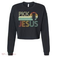 Pick Jesus Religious Musician Idea Guitar Worship Cropped Pullover Crew thumb 0