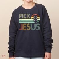 Pick Jesus Religious Musician Idea Guitar Worship Women's Sweatshirt thumb 0