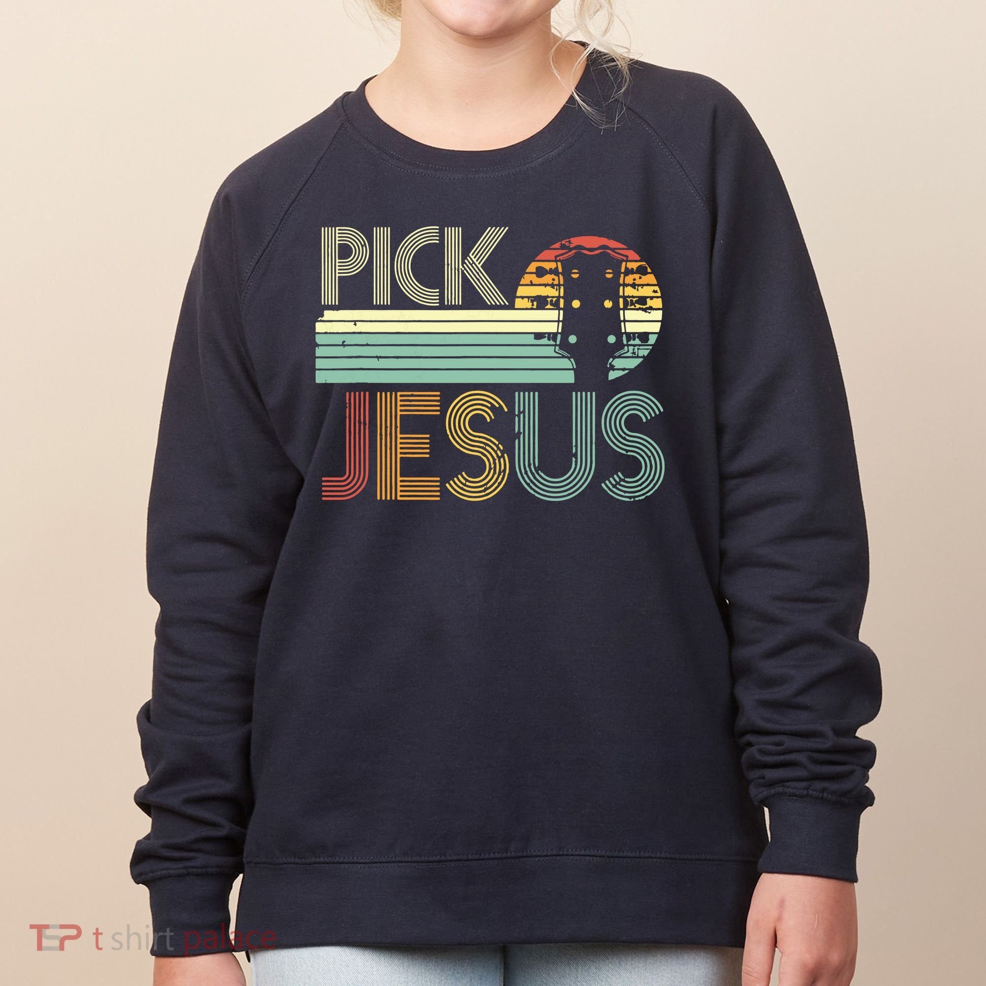 Pick Jesus Religious Musician Idea Guitar Worship Women's Sweatshirt