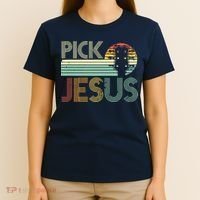 Pick Jesus Religious Musician Idea Guitar Worship T-Shirt thumb 4
