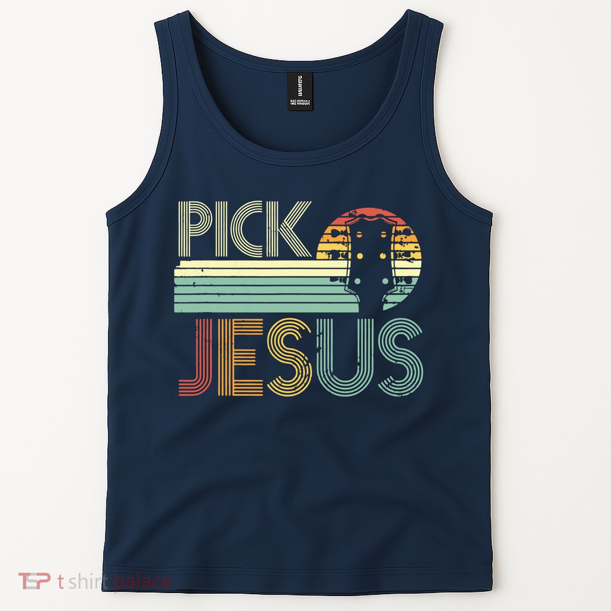 Pick Jesus Religious Musician Idea Guitar Worship Tank Top