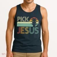Pick Jesus Religious Musician Idea Guitar Worship Tank Top thumb 3