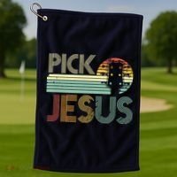 Pick Jesus Religious Musician Idea Guitar Worship Golf Towel thumb 1