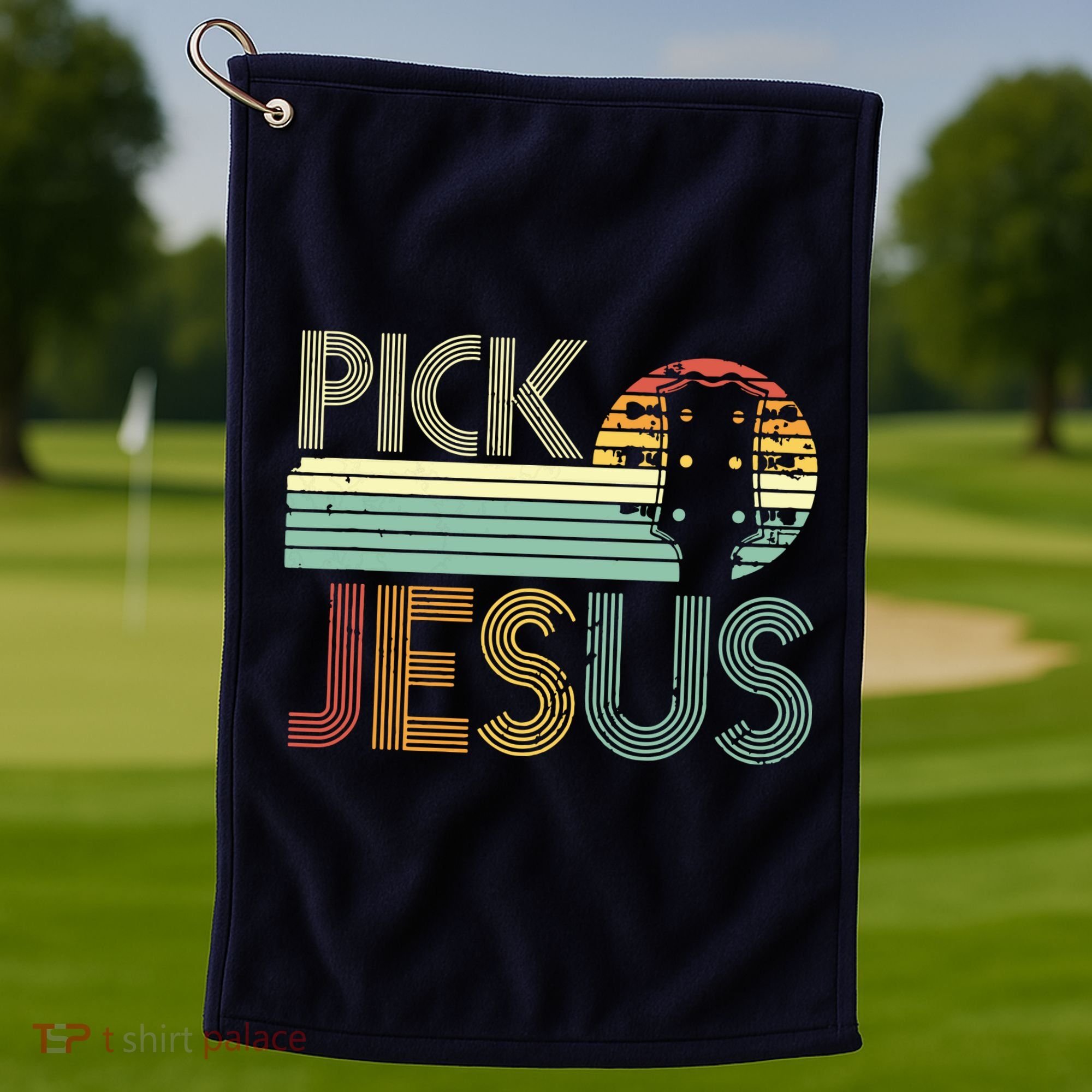 Pick Jesus Religious Musician Idea Guitar Worship Golf Towel