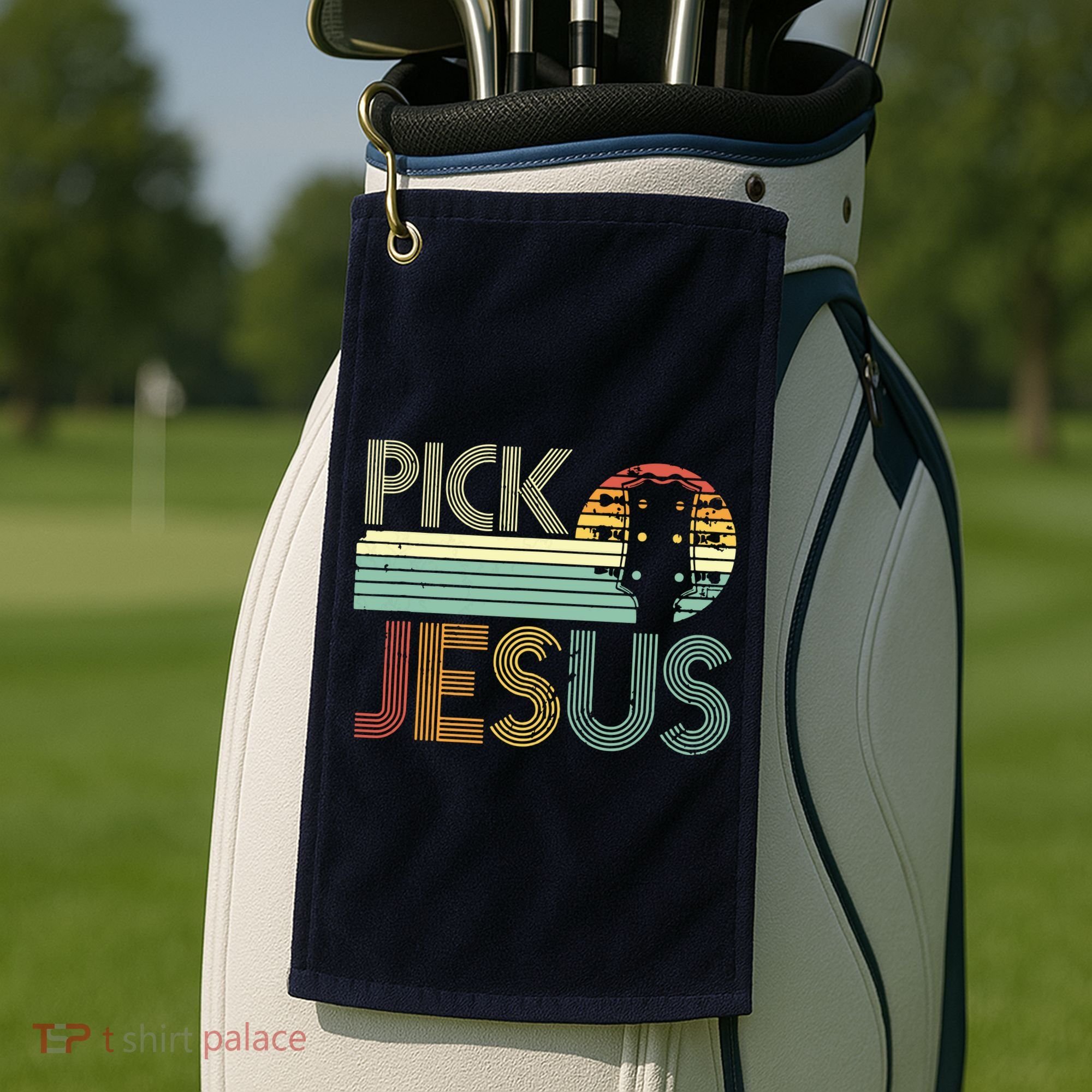 Pick Jesus Religious Musician Idea Guitar Worship Golf Towel