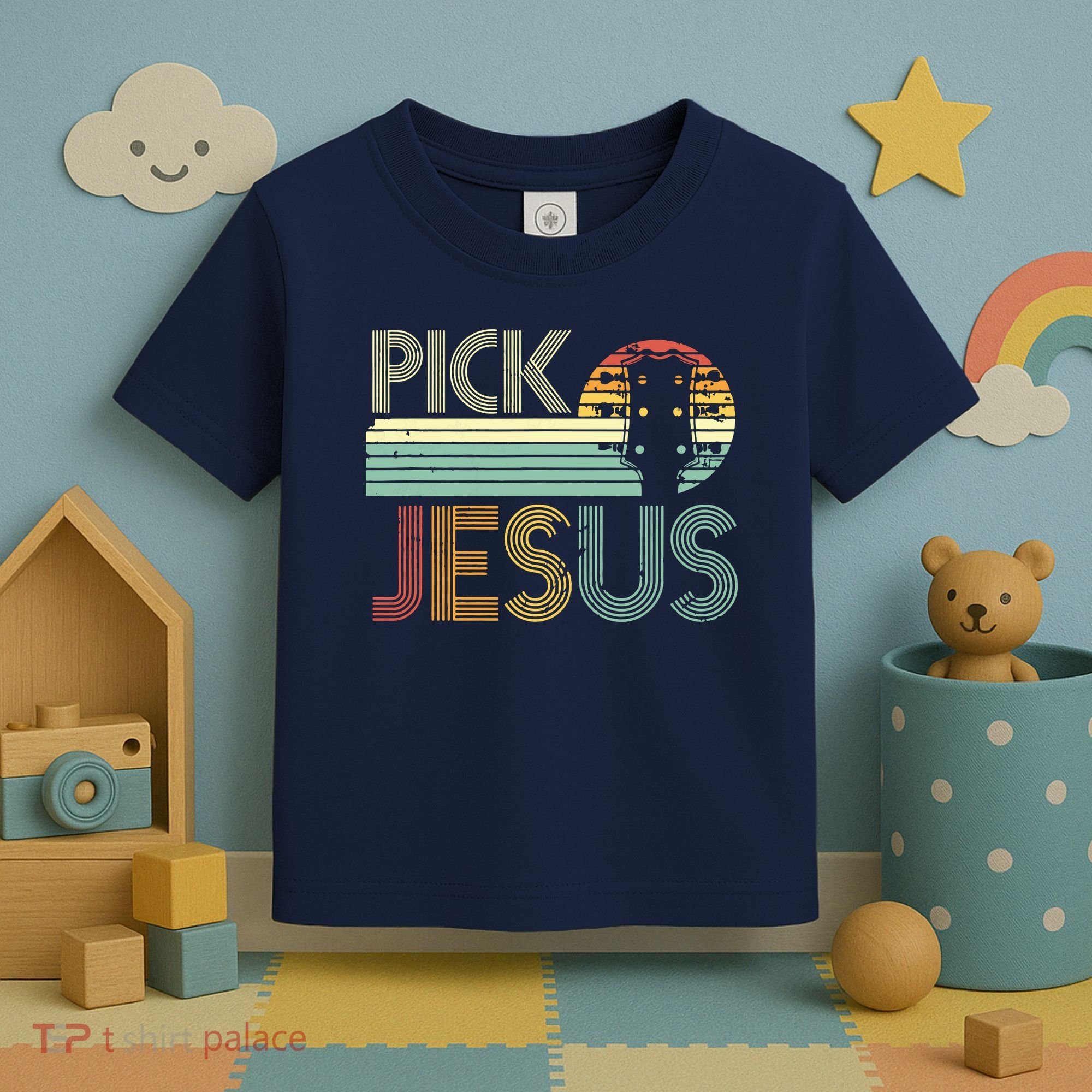 Pick Jesus Religious Musician Idea Guitar Worship Toddler T-Shirt