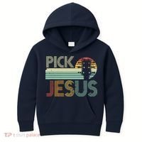 Pick Jesus Religious Musician Idea Guitar Worship Kids Hoodie thumb 0