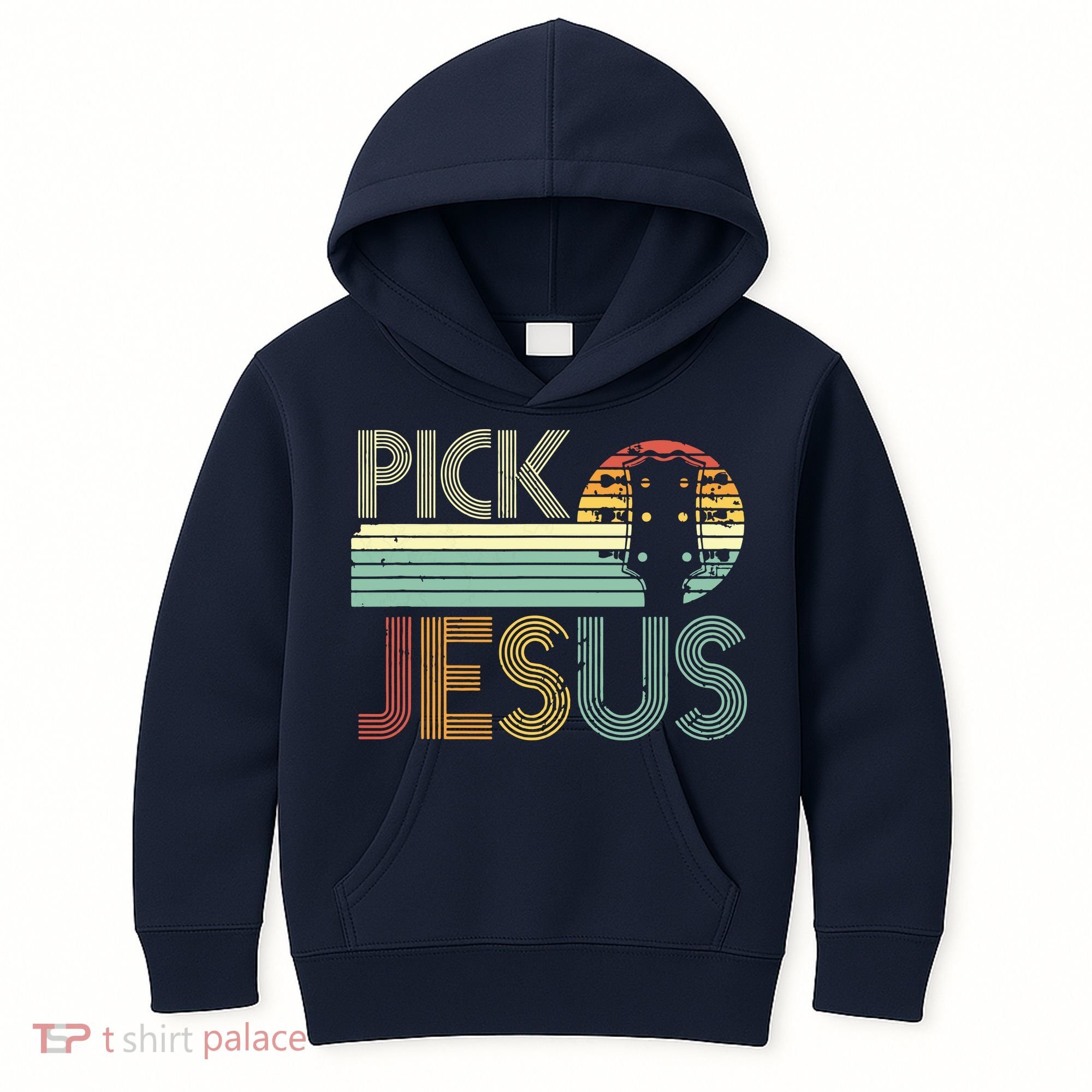 Pick Jesus Religious Musician Idea Guitar Worship Kids Hoodie