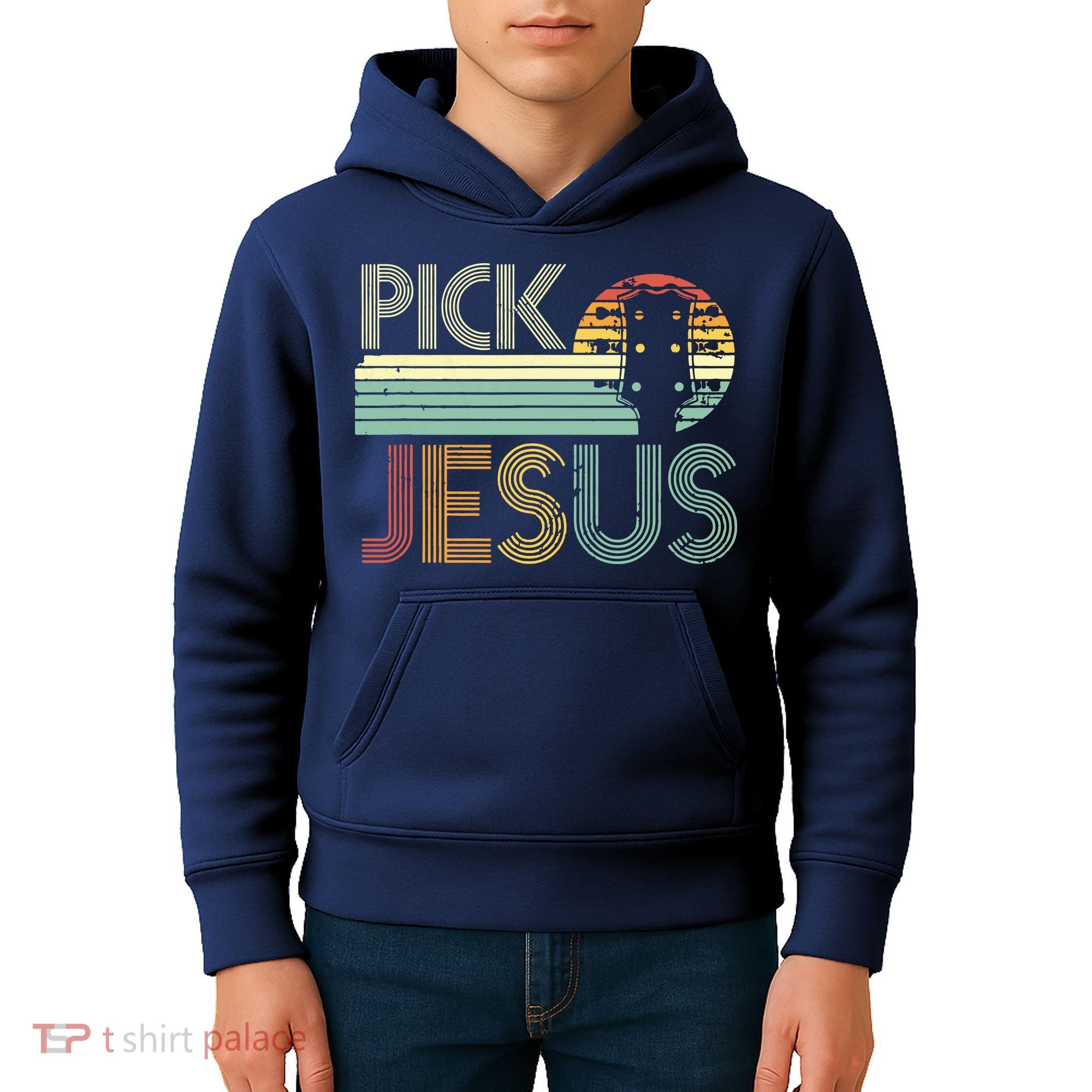 Pick Jesus Religious Musician Idea Guitar Worship Kids Hoodie